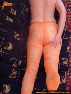 Orange pantyhose on MILF legs - N