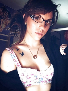 Nerd girl with glasses - super cute geek chick naked selfies - N