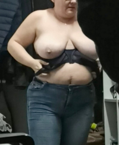 wife puts on a bra - N