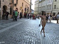 Sweet Eileen shows her sexy body on public streets