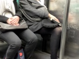 Spy camera footage of women with nice legs sitting on the t