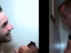 Sexy stud cock rubbed and blown on gloryhole