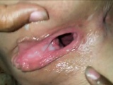 Closeup - Filling her White Pussy with Cum