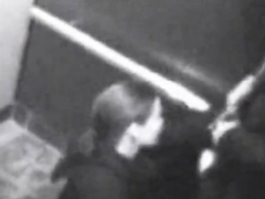 British Girl Swallows bf's cum in elevator cctv footage