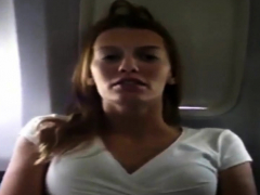 Pretty Blonde Slut Is Touching And Fingering In An Airplane