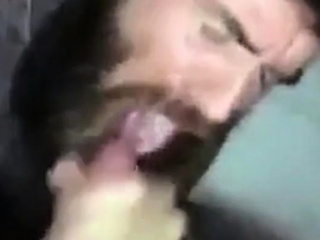 Sexy bearded guy sucks big hairy dick