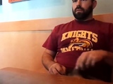 Bearded Bro Public Jerk Off in A Coffee Shop