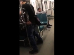 Asian twink get's BJ from older man in a subway