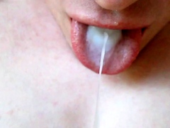 Creamy Close-up Cum Swallowing With Slo-mo!