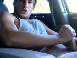 Str8 hot young jock jerks in his car