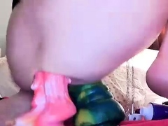 Stacked brunette goes solo toys and masturbation